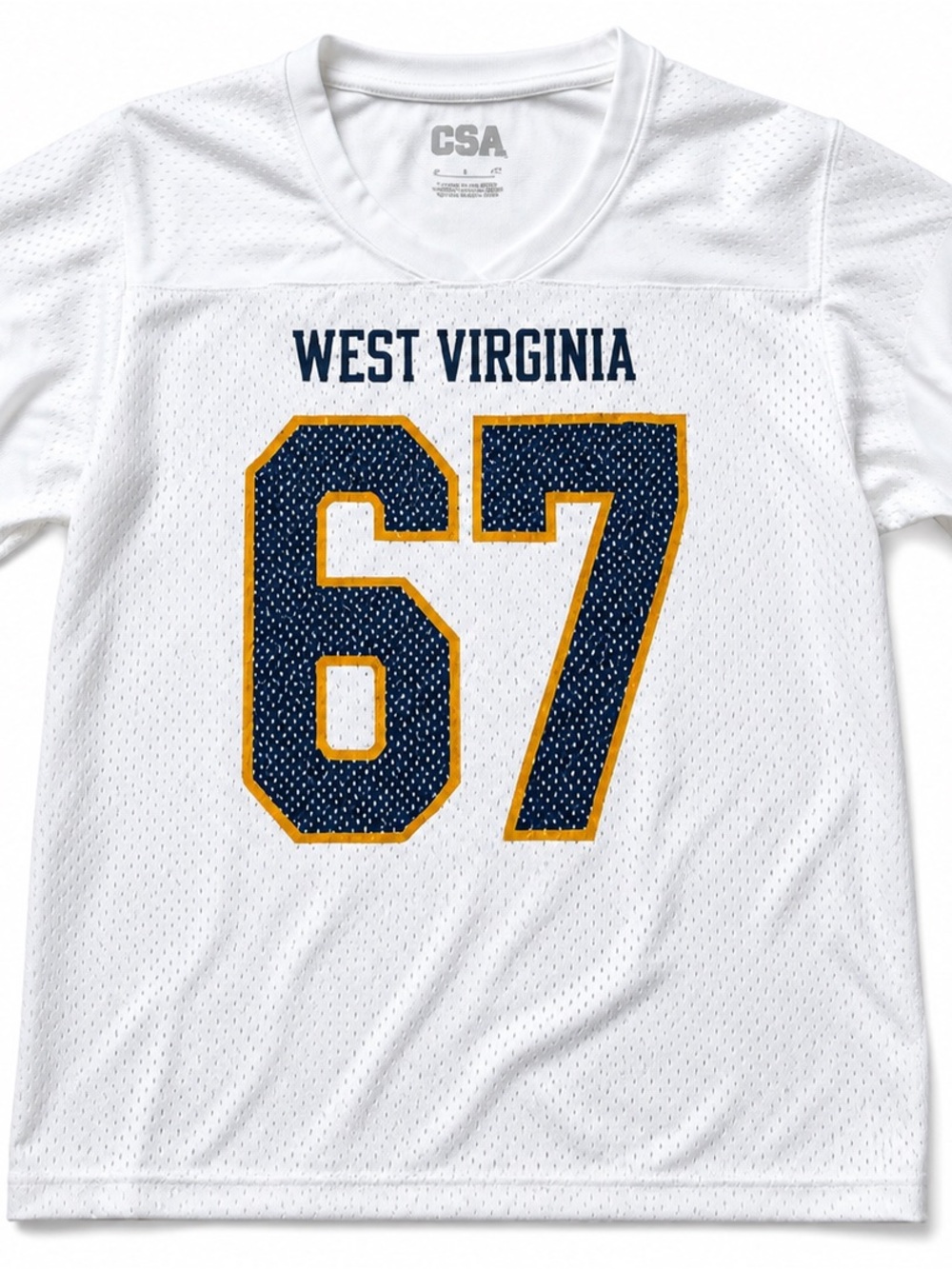 CSA West Virginia Number 67 White Mesh Jersey